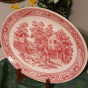 Red Transferware Plater